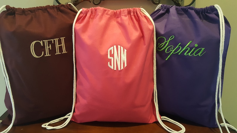 MONOGRAM DRAWSTRING BACKPACK-Personalized backpack -Gym Bag image 1