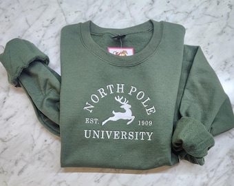 Sweatshirt North Pole University, Embroidered sweatshirt