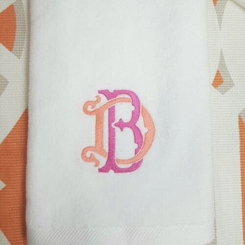 CUSTOM 2letter Intertwined Monogram Linen Hand Towel Etsy