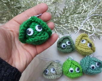 Crochet Brussel Sprout Ornament, Funny Secret Santa Gift for Women, Novelty Christmas Gifts for Boys, For Classmates, For Teachers, Brother