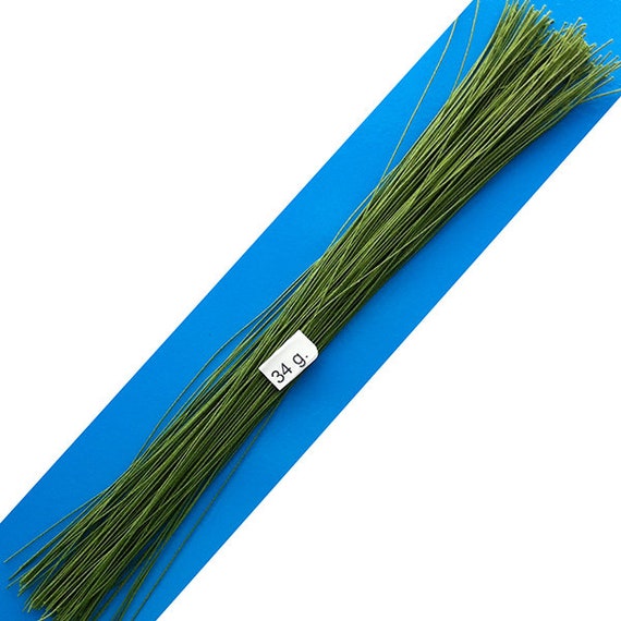 34 Gauge Green Cotton Covered Floral Wire 130 Feet per Bundle 39.6m in 12  Inch 30.5cm Lengths 