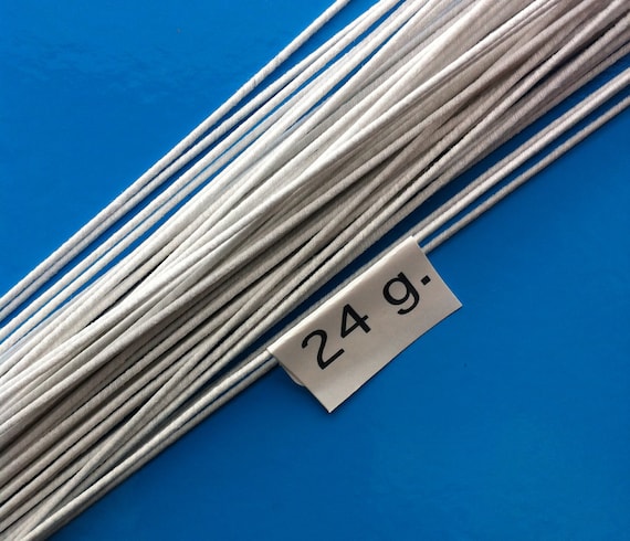 24 Gauge White Cotton Covered Floral Wire - 60 Feet per Bundle (118.3m) in 12 inch (30.5cm) Lengths