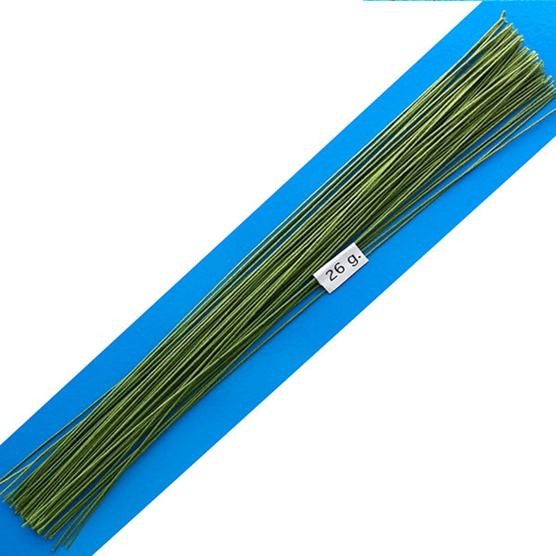26 Gauge Green Cotton Covered Floral Wire 80 Feet per Bundle 24.4m in 12  Inch 30.5cm Lengths 