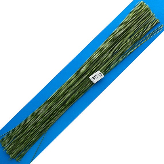 30 Gauge Green Cotton Covered Floral Wire 120 Feet per Bundle 36.6m in 12  Inch 30.5cm Lengths 