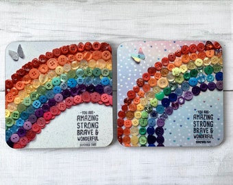 Save Animals Rainbow Quote Drinks Mat Coaster