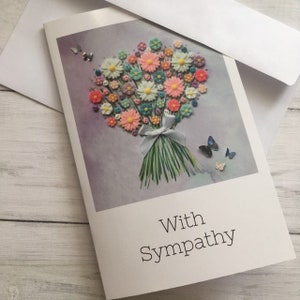 PRINTED Floral Sympathy Cards, Flat Printed Cards, With Sympathy Card, Flower Bouquet Card, Flower Art Card, Glossy printed card, Blank card