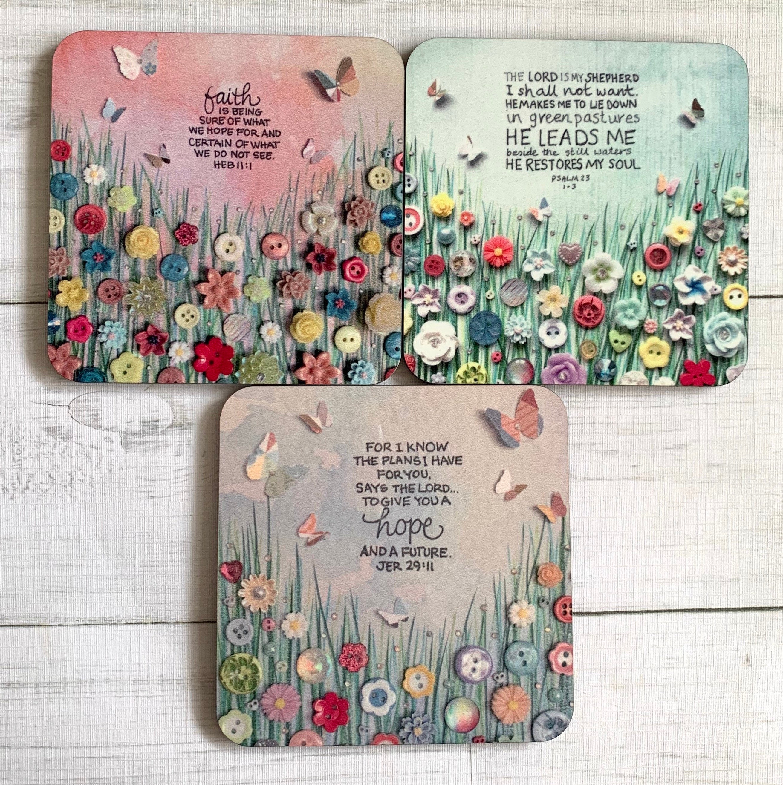 PRINTED Individual Bible Verse Coasters, Christian Coasters, Christia…