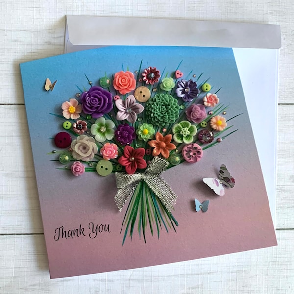 PRINTED Bouquet Art Thank You Cards, Flat Cards, Thank You Card, Flower Bouquet Card, Glossy print card, Blank card, Flora Greeting Card