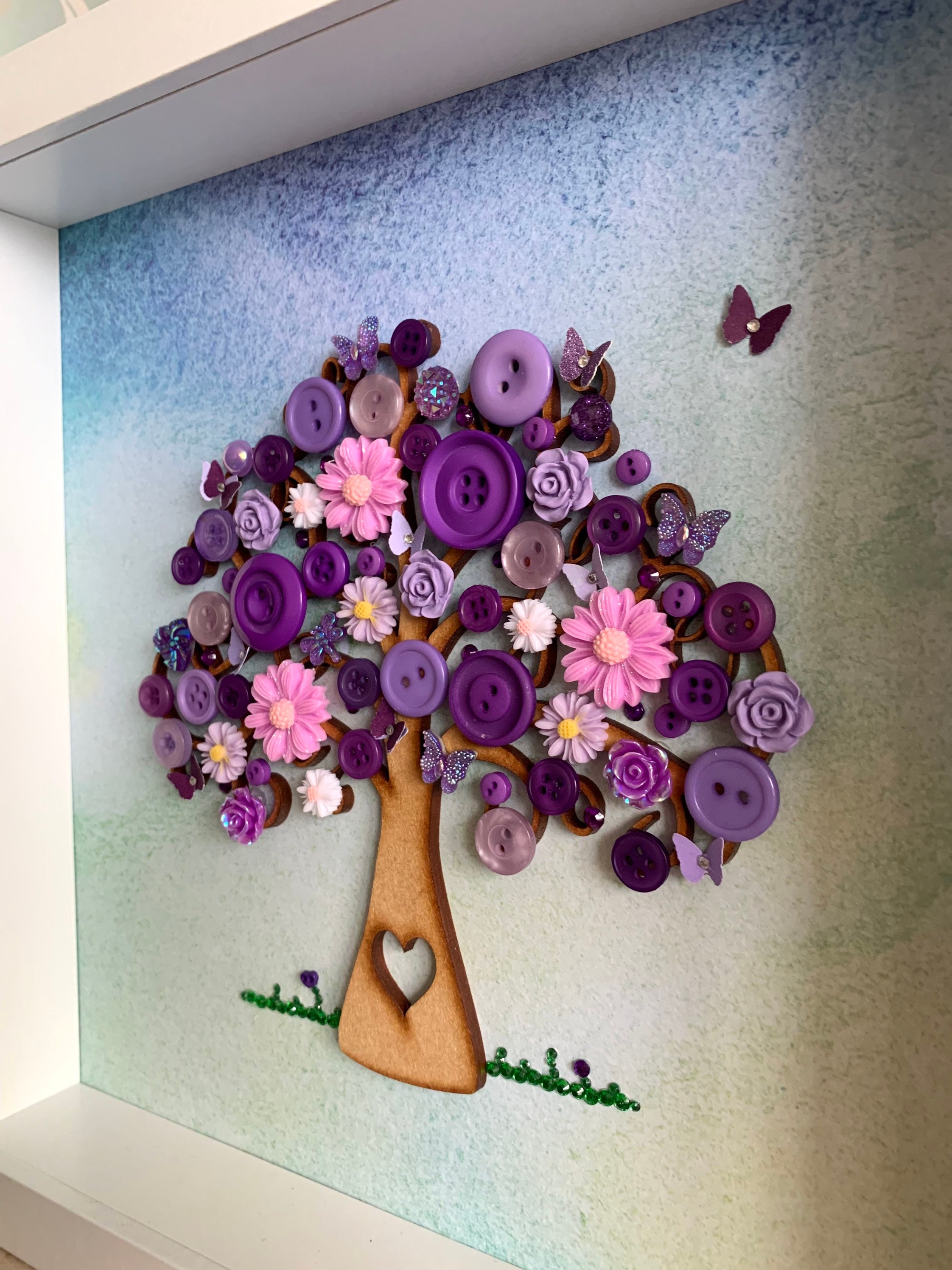 The Purple Button Tree Button Art Tree Wall Art Daisy Tree | Etsy