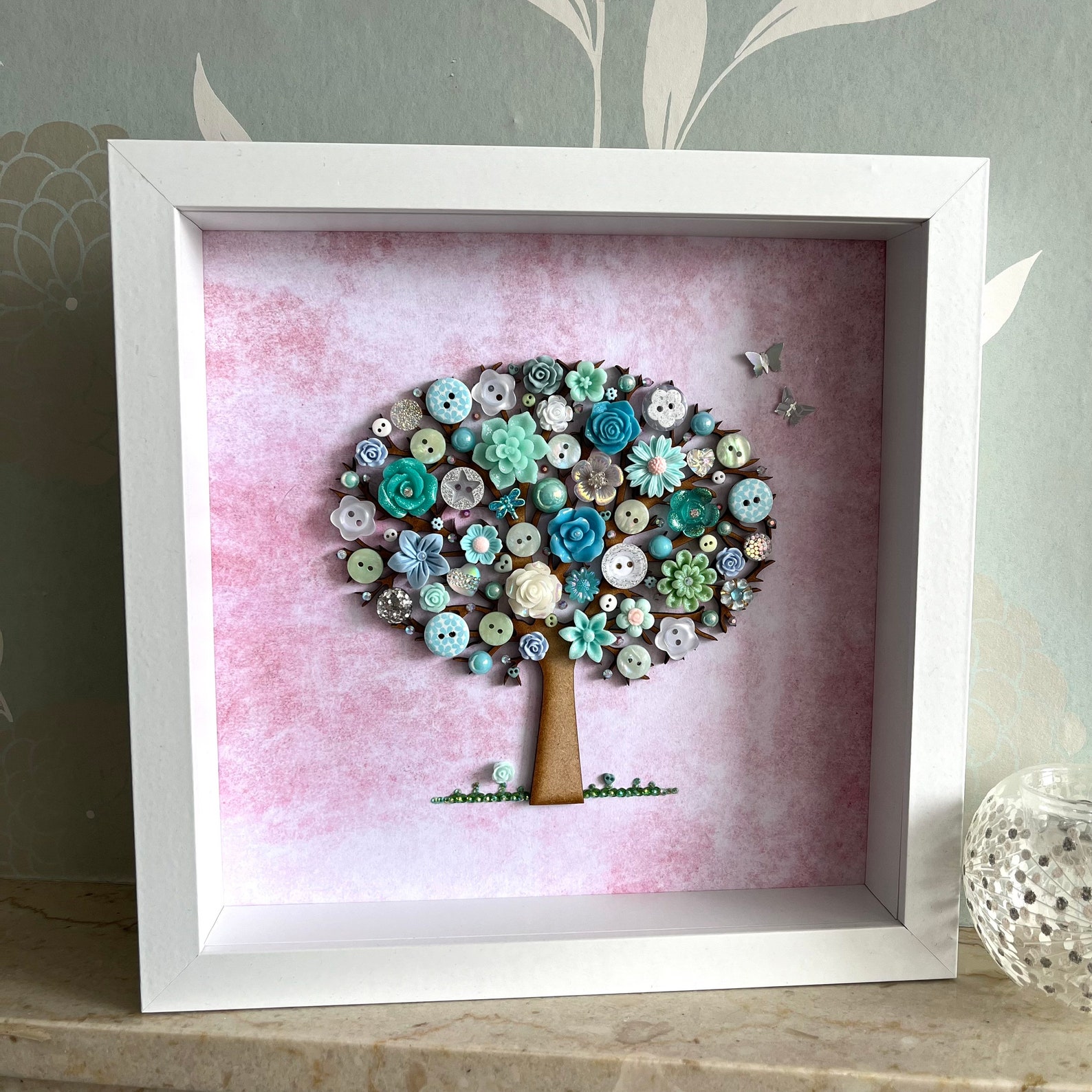 The Teal Button Tree Button Art Tree Theme Decor Nature - Etsy