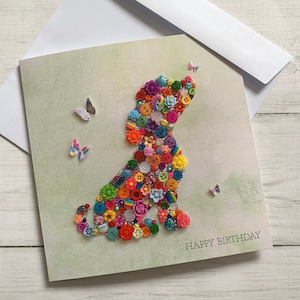 IMPRIMÉ (pas en 3D) cartes d'anniversaire art chien, cartes originales impression d'art, jolie carte d'anniversaire, carte de voeux thème chien arc-en-ciel, cadeau art chien