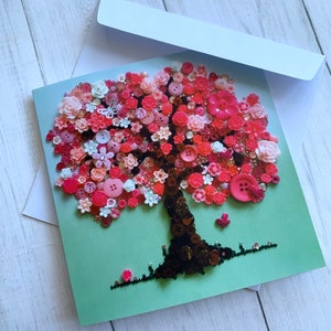 PRINTED Blossom Tree Card, Tree Print Card, Pink Tree Card, Pretty Greeting Card, Flat print card, Blank card, Pink Blossom Theme Card