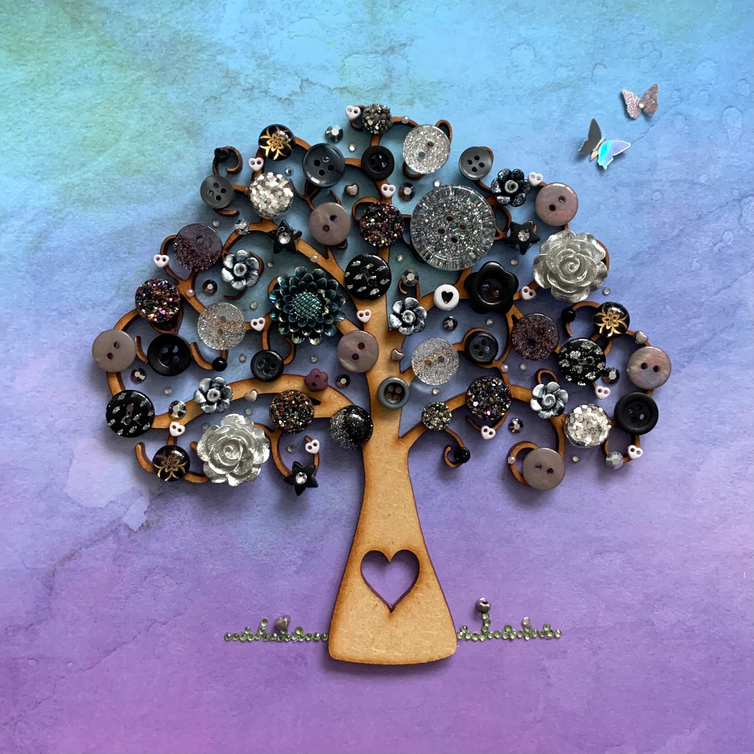 The Black Button Tree Button Art Tree Frame Gift Black and - Etsy UK