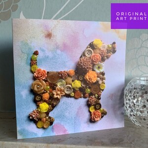 Cartes d’art pour chiens IMPRIMÉES (pas en 3D), cartes d’art plates, carte à thème pour chiens, carte d’art bouton, carte de vœux pour chiens, carte vierge sur le thème des chiens
