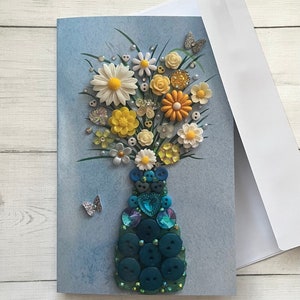 Cartes de vase de fleurs IMPRIMÉES, carte d'impression bouquet, carte d'art originale, carte plate imprimée sur papier glacé, carte florale toutes occasions, carte sur le thème des marguerites