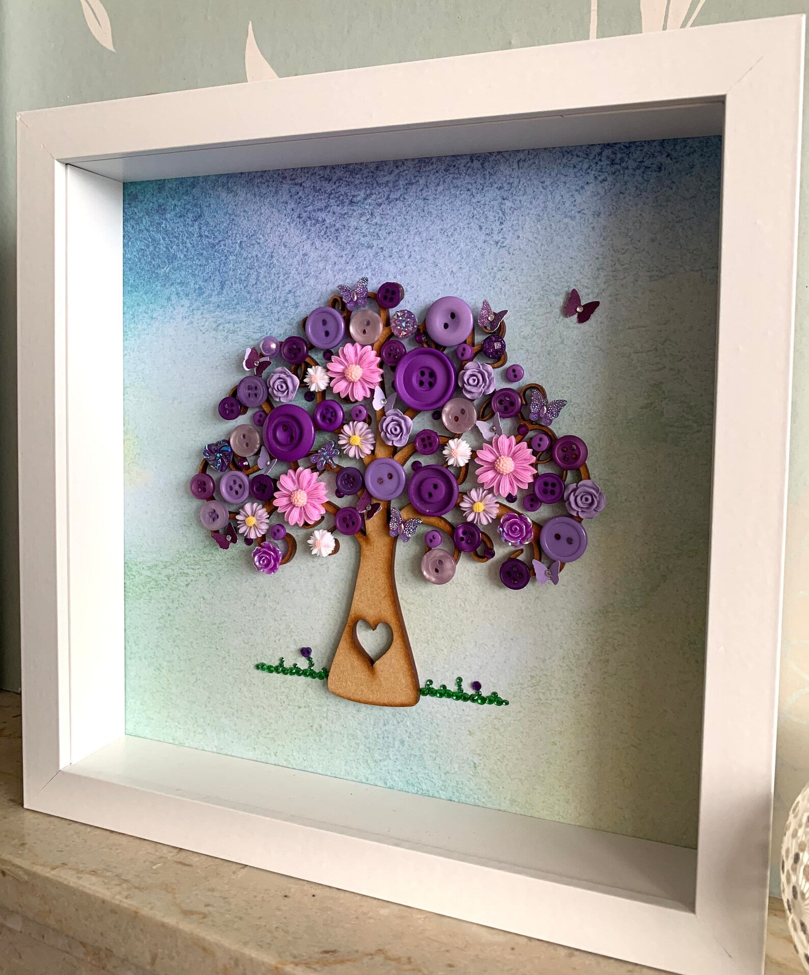 The Purple Button Tree Button Art Tree Wall Art Daisy Tree | Etsy