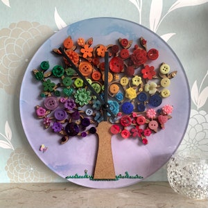 PRINTED (Not 3D) Rainbow Tree Art Clock, Acrylic Wall Clock, Rainbow Theme Decor, Tree of Life, Art Wall Clock, Unique Tree Wall Clock
