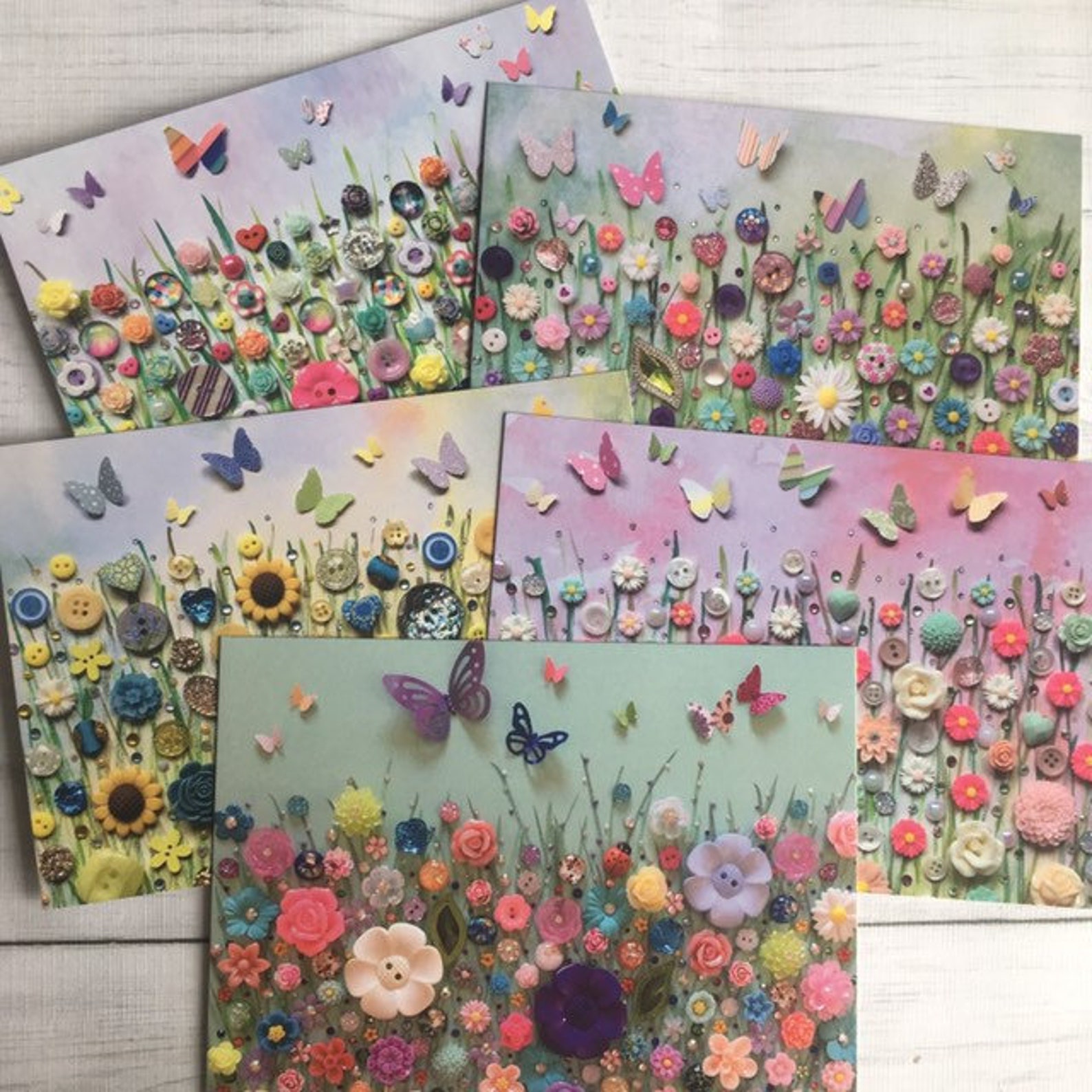 Set of 5 PRINTED Flower Postcards, 5 Postcard Pack, Flat Printed ...