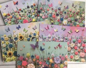 Set Of 5 PRINTED Flower Postcards, 5 Postcard Pack, Flat Printed postcards, Art Postcards, Floral Printed Postcards, Flower Postcards