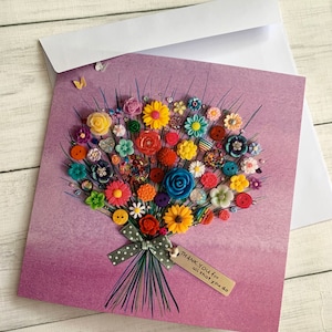Carte de bouquet de remerciements IMPRIMÉE, cartes imprimées à plat, carte de remerciement florale, carte vierge, carte de remerciement multicolore, toutes les occasions