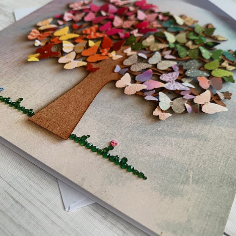 Gedruckte Schmetterling Baum Karte flache Karte Baum Thema | Etsy