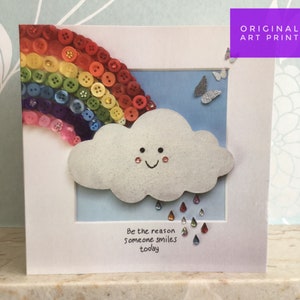 Cartes de vœux arc-en-ciel imprimées, cartes plates, carte arc-en-ciel, carte de citation, cartes imprimées brillantes, cartes vierges, carte Happy Cloud, soyez la raison