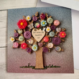 IMPRIMÉ You Mean The World Cards, Love Quote Card, Tree Print Card, Anniversary Card, Original Art Print, Flat card, Blank Greeting card