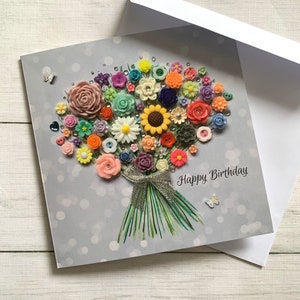 Cartes d'anniversaire imprimées bouquet de fleurs, cartes d'anniversaire plates, carte de bouquet, cartes imprimées brillantes, carte vierge, carte imprimée tournesol