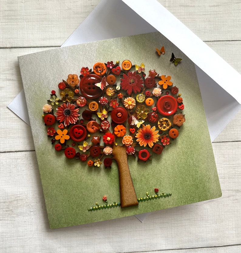 Tree Photo Cards PRINTED (not 3D) Set of 4 Tree Art Cards, 14x14cm Tree Art Card Set ...