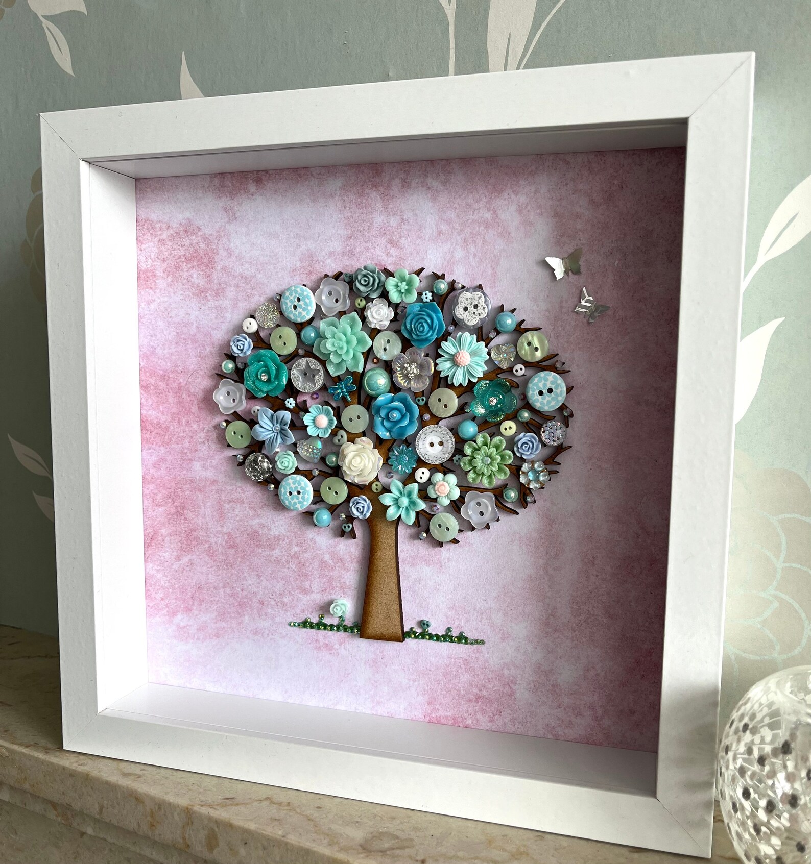 The Teal Button Tree Button Art Tree Theme Decor Nature - Etsy