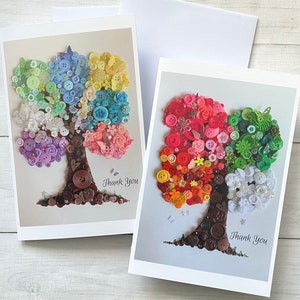 IMPRIMÉ Ensemble de 2 cartes de remerciement, Tree Art Merci, Cartes imprimées sur papier glacé, Tirages d’art originaux, Cartes à thème d’arbre, Cartes d’art de remerciement