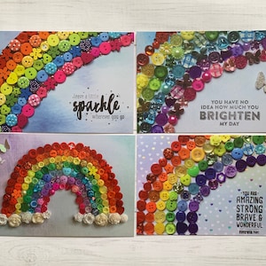 Lot de 4 cartes postales imprimées, 4 pack de cartes postales arc-en-ciel, cartes postales inspirantes, cartes postales d'art arc-en-ciel, cartes postales imprimées plates arc-en-ciel