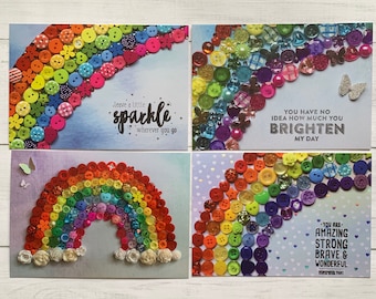 Set Of 4 PRINTED Postcards, 4 Rainbow Postcard Pack, Inspirational Quote postcards, Rainbow Art Postcards, Rainbow Flat Printed Postcards