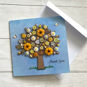 IMPRIMÉ (pas en 3D) Cartes d’arbre de tournesol de remerciement, cartes imprimées à plat, carte de vœux d’art d’arbre, cartes de remerciement, impression d’art d’arbre jaune