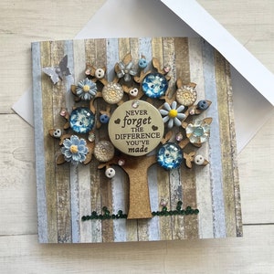 PRINTED Never Forget Quote Art Card, Flat Printed Cards,  Difference you Make Quote Card, Tree Theme Cards, Inspirational Quote Card
