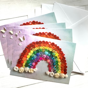 Set Of 4 PRINTED (Not 3D) Rainbow Postcards, Rainbow Postcard Pack, Rainbow Art Postcards, Rainbow Printed Postcards