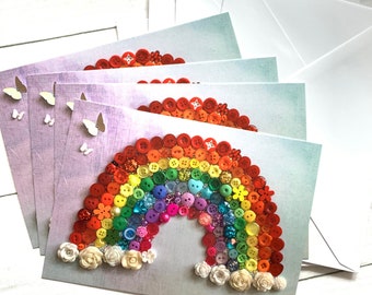 Set Of 4 PRINTED (Not 3D) Rainbow Postcards, Rainbow Postcard Pack, Rainbow Art Postcards, Rainbow Printed Postcards