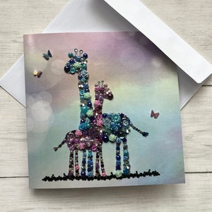 Cartes de vœux imprimées girafe, carte plate, carte de vœux thème girafe, nouvelles cartes d’impression bébé girafe, carte d’art girafe, impression d’art originale