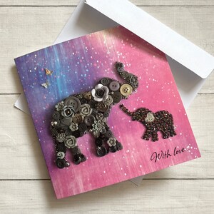 IMPRIMÉ carte d'art éléphant mignon, carte avec amour, carte imprimée à plat, carte vierge bébé éléphant, impression d'art originale, carte de voeux pour nouveau bébé