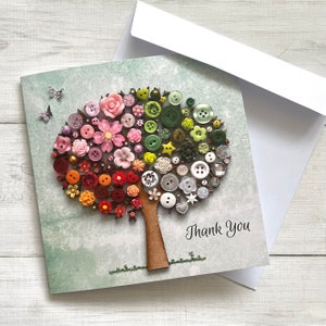 IMPRIMÉ Merci carte d'arbre de saison, carte plate, carte d'impression de thème d'arbre, carte d'arbre de saison, carte de voeux d'impression d'art originale, carte d'impression brillante