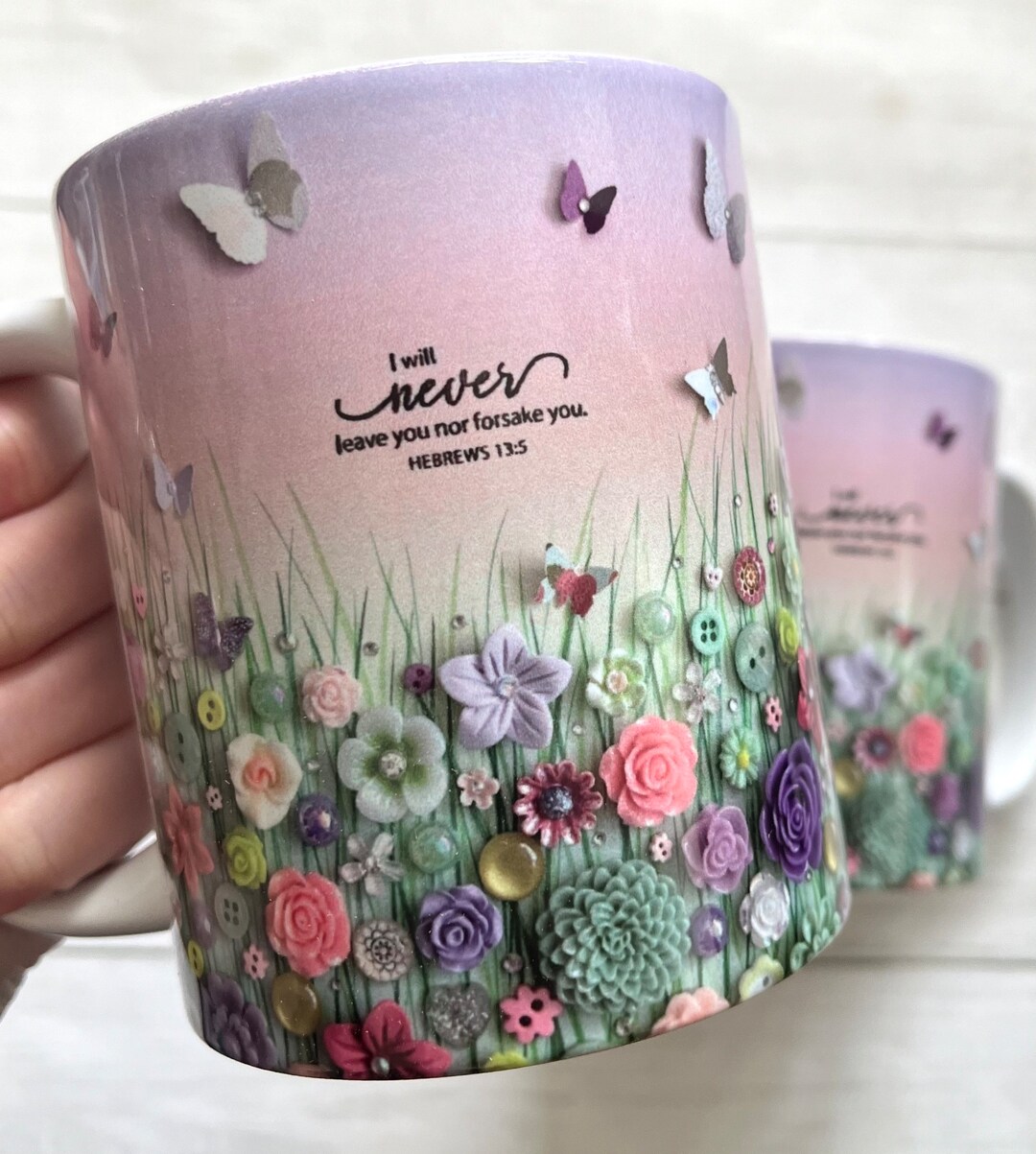 PRINTED Floral Bible Verse Mug, Double Sided Print Mug, Individual 11oz ...