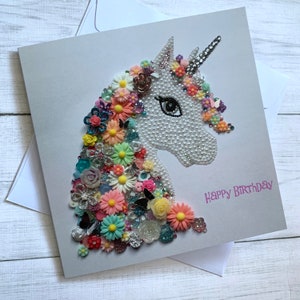 IMPRIMÉ (pas en 3D) Cartes d'anniversaire art licorne, cartes plates, carte impression d'art originale, carte d'anniversaire licorne, carte vierge, carte thème licorne