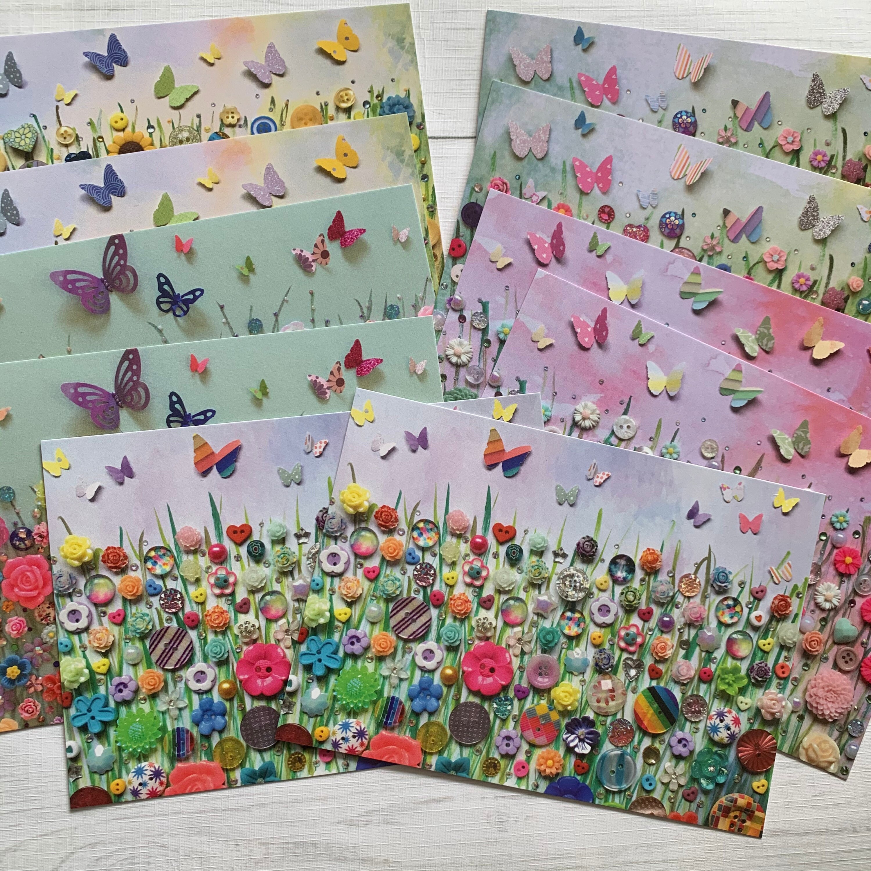 Set of 5 PRINTED Flower Postcards, 5 Postcard Pack, Flat Printed ...