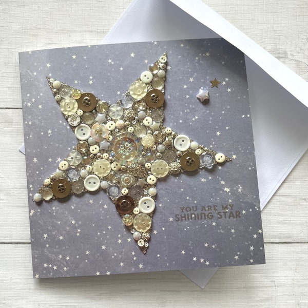 PRINTED (Not 3D) You Are My Shining Star Card, Flat Art Card, Inspirational Card, Original Star Art Card, Quote Star Theme Card