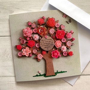 IMPRIMÉ (pas en 3D) Cartes Vous faites la différence, carte d'impression d'arbre en fleurs, impression d'art originale, carte de vœux, carte de vœux, bravo