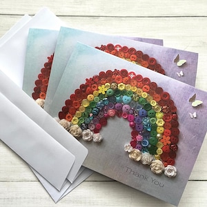 Ensemble de 3 cartes de remerciement arc-en-ciel, merci d'art arc-en-ciel, impressions d'art originales, cartes de correspondance arc-en-ciel, cartes de correspondance artistiques de remerciement