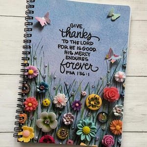 PRINTED Bible Verse Spiral Notebook, Scripture Theme Art gift, Floral Print Notebook Cover, Christian Art Lined Notebook, Bible Stationary