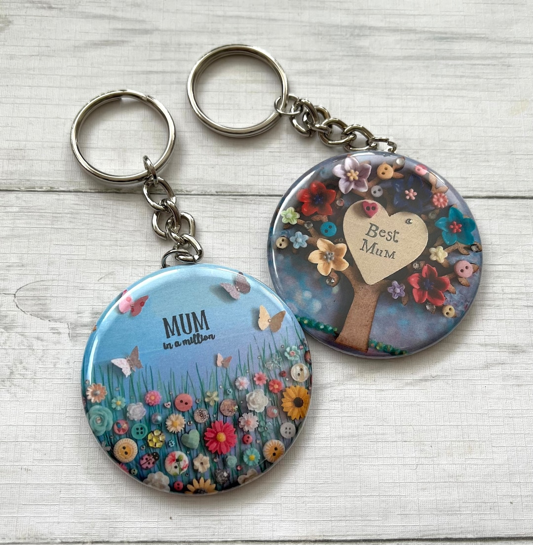 Key Rings For Mom PRINTED Individual Best Mum Keyring, Round Metal Keyring, Best Grandma ...