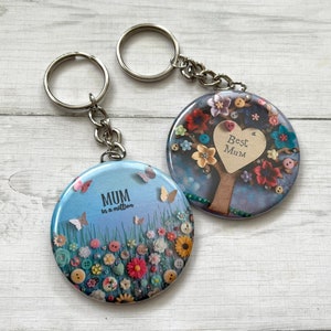 PRINTED Individual Best Mum Keyring, Round Metal Keyring, Best Grandma Keyring, Love You Gifts, Mothers Day Keyring, Grandma Keychain