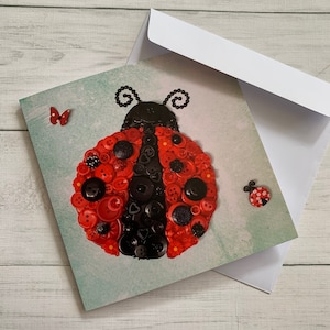 Cartes coccinelles IMPRIMÉES (pas 3D), cartes d’art plates, carte thème art coccinelle, carte thème coccinelle, carte de vœux coccinelle, carte d’impression d’art originale